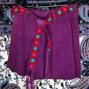 Vintage 60s purple belted suede mini skirt